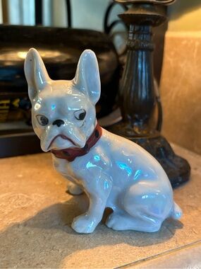 Vintage Porcelain LUSTERWARE FRENCH BULLDOG "Frenchie" Figurine Made in Japan